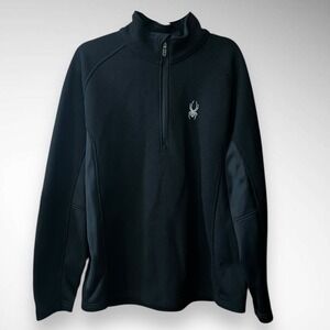 SPYDER Black Outbound‎ Half-Zip Mid-Weight Core Sweater W/ Logo XL | EUC